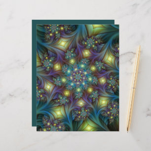 Lámina Resumen ilustrado brillante arte fractal púrpura V