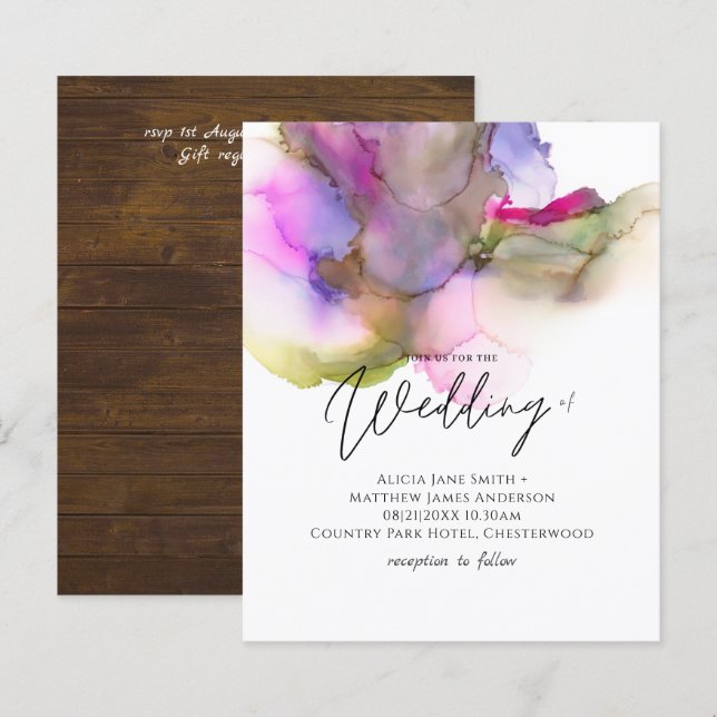 Lámina Resumen presupuestario Boda púrpura arcoiris (Anverso / Reverso)