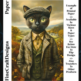 Lámina Retrato De Gato En Papel Escrapbook De CM2 En El C