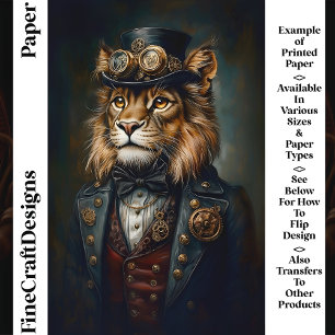 Lámina Retrato de León Steampunk Real CH9 Papel para Scra