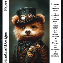 Retrato Steampunk Brown Bear CL2 Scrapbook Paper