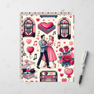 Lámina Retro 50s Valentine Scrapbook Paper