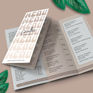 Lámina Retro Beige Groovy Lanza Salon Tri-Fold Brochure