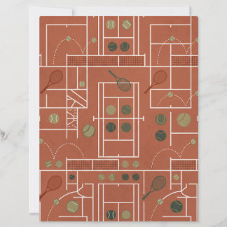 Lámina Retro Clay Court Tennis Geometric Scrapbook Paper