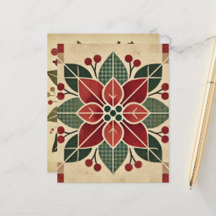 Lámina Retro Floral Folclore Art Poinsettia Scrapbook Pap