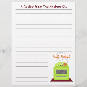 Lámina Retro Green Stove Libro de recetas de cocina moder