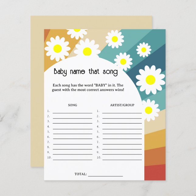 Lámina Retro Groovy - Nombra ese juego de canciones (Anverso / Reverso)