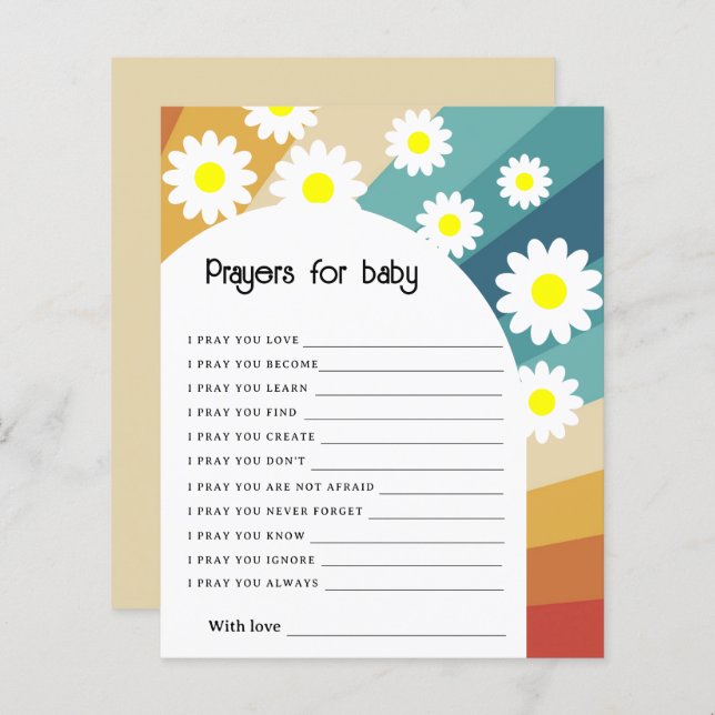 Lámina Retro Groovy - Oraciones para el bebé (Anverso / Reverso)