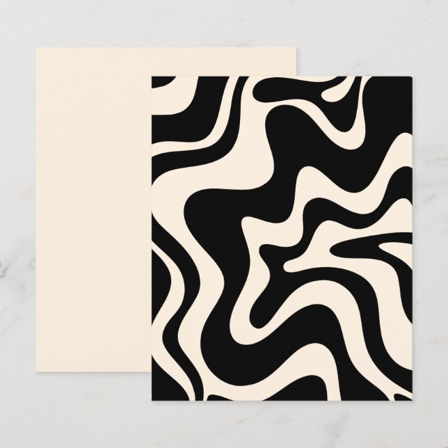Lámina Retro Láquido Swirl Abstract Pattern Black Cream (Anverso / Reverso)