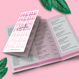Lámina Retro Pink Groovy Beauty Salon Tri-Fold Price List