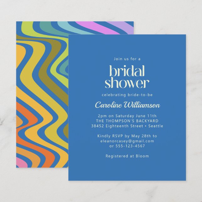 Lámina Retro Resumen de Groovy Presupuesto Ducha de Novia (Anverso / Reverso)