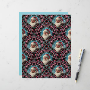 Lámina Retro Santa Pinkmas Mandala Art Deco Papel de dibu