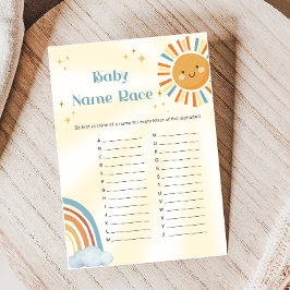 Lámina Retro Sunshine Baby Shower Baby Name Race Game