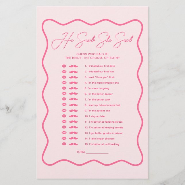 Lámina Retro Wavy Una Ducha De Novias Rosa Dijo Que (Anverso)