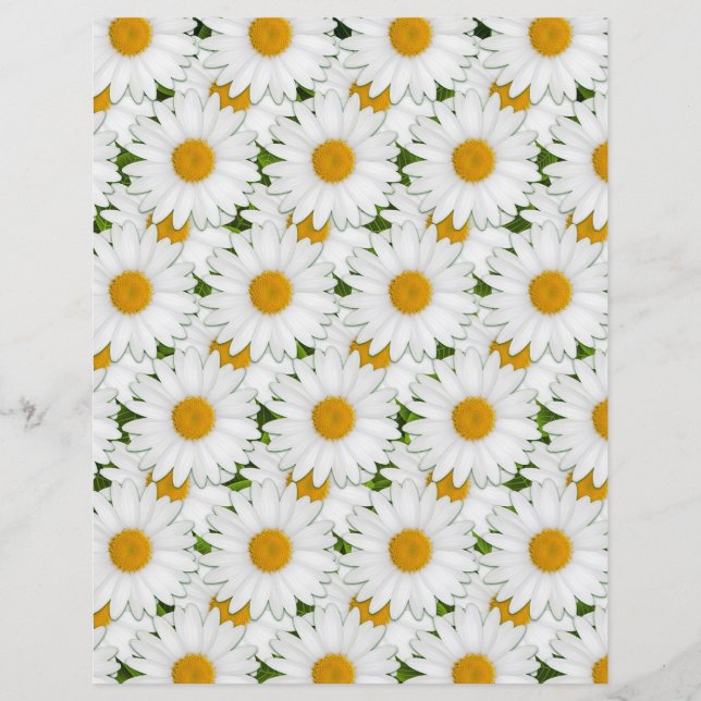 Lámina Retro White Daisies Sunny Floral Art Craft Paper (Anverso)