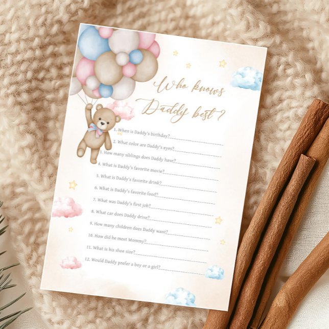 Lámina Revelación de género que apenas podemos esperar Qu (Bear Gender Reveal Game)
