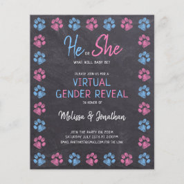 Lámina Revelación de género virtual del tablero rosa azul