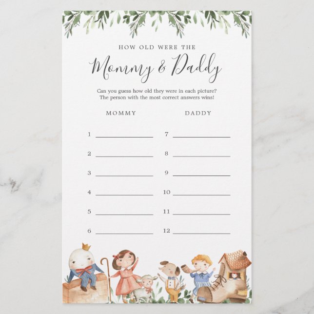 Lámina Rhymes De Enfermería Cuán Antiguos Eran Las Tarjet (Anverso)