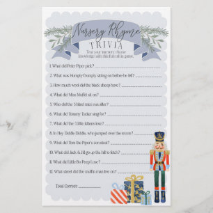 Lámina rima de niñera nutcracker trivia juego de ducha de