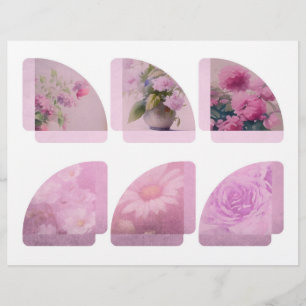Lámina Rincones de cuadernillo de flores rosadas
