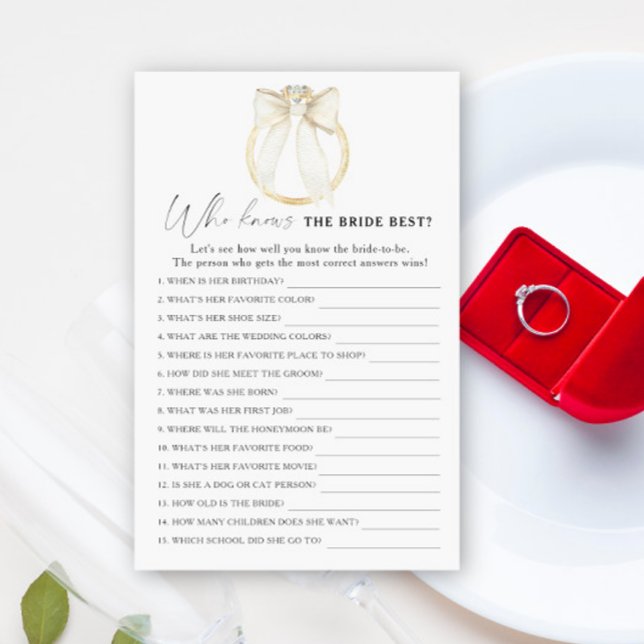 Lámina Ring & Bow Bridal Shower Quién conoce mejor a la n (Subido por el creador)