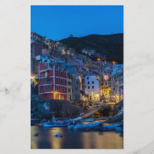 Lámina Riomaggiore por la noche Cinque Terre Liguria Ital