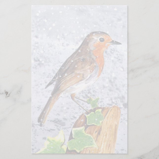 Lámina Robín rojo en el arte de la nieve (Anverso)