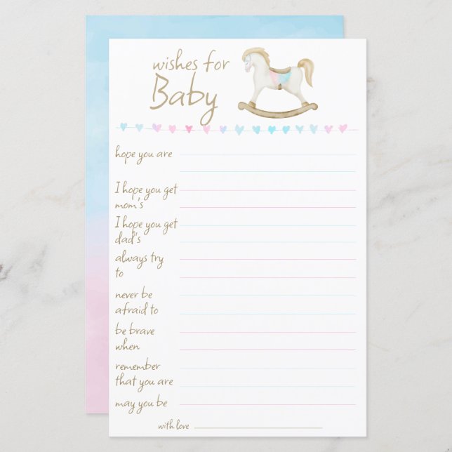 Lámina Rockefas Caballo Azul Rosa Género Deseos Neutrales (Anverso / Reverso)