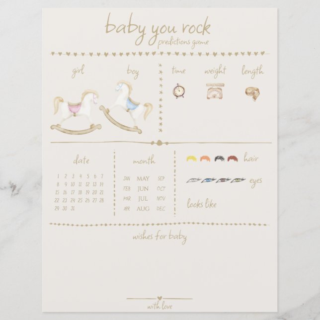 Lámina Rockefeller Blue Pink Gender Neutral Baby Shower (Anverso)