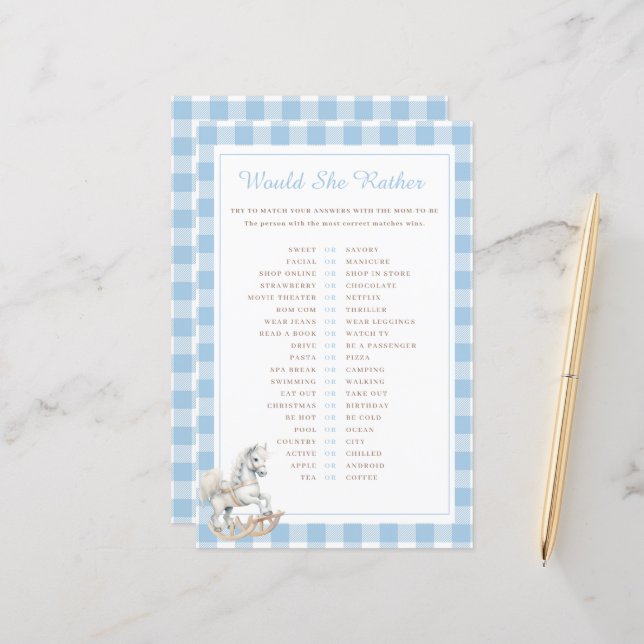 Lámina Rocking Horse Prefiere Un Juego De Baby Shower (Anverso/Reverso In Situ)