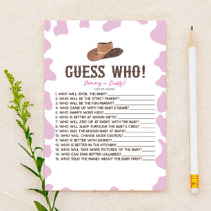 Lámina Rodeo occidental de chica de vaca adivina qué jueg