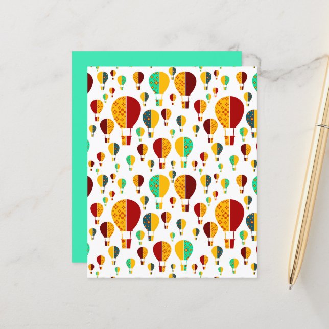 Lámina Rojo Amarillo Nuevo México Zia Globo de aire calie (Anverso/Reverso In Situ)