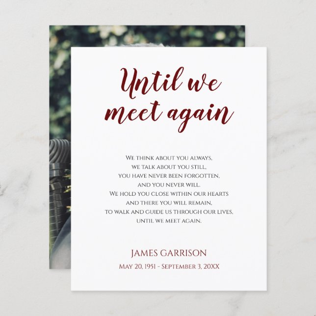 Lámina Rojo hasta que nos encontramos de nuevo en memoria (Anverso / Reverso)