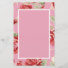 Lámina Rojo rosa floral de impresión clásica ducha de nov