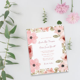 Lámina Romantic Blush Soft Pink Floral Wedding Invitation