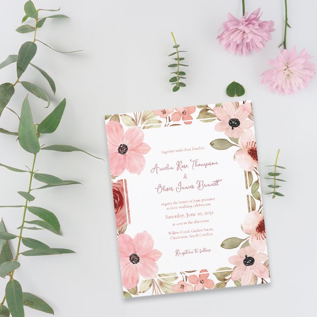 Lámina Romantic Blush Soft Pink Floral Wedding Invitation (Romantic Blush Soft Pink Floral Wedding Invitation)