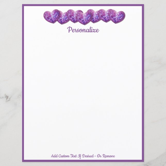 Lámina Romántica fila de Bonitos moradas personalizada (Anverso)