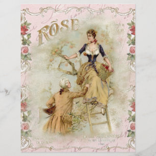 Lámina Romántico París Amantes del shabbychic rosa
