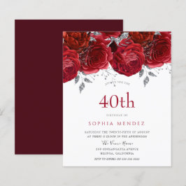Lámina Romántico Roses Roses Roses Plata 40 cumpleaños In