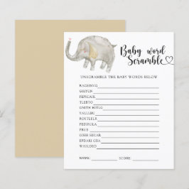 Lámina Rompecabezas de palabras de elefante para bebés