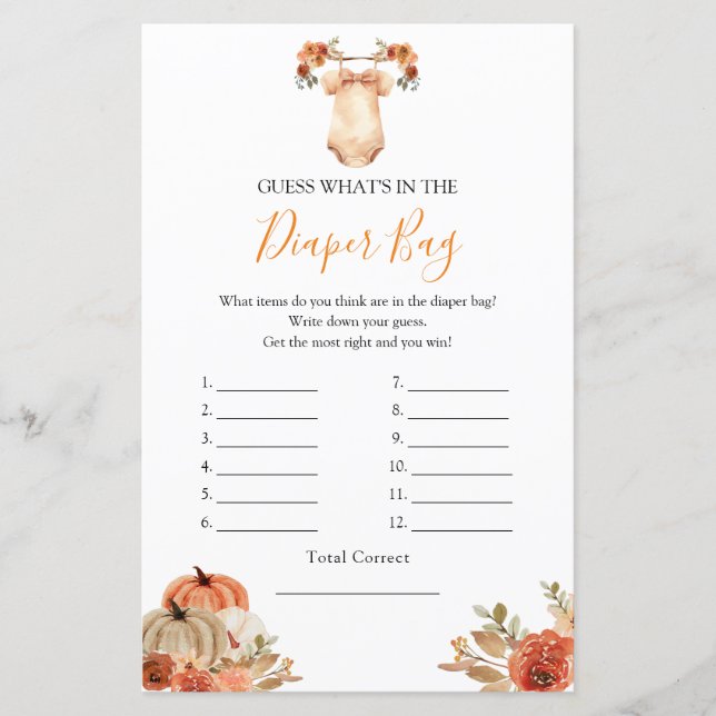 Lámina Ropa de bebé floral de calabaza ¿Qué hay en la bol (Anverso)