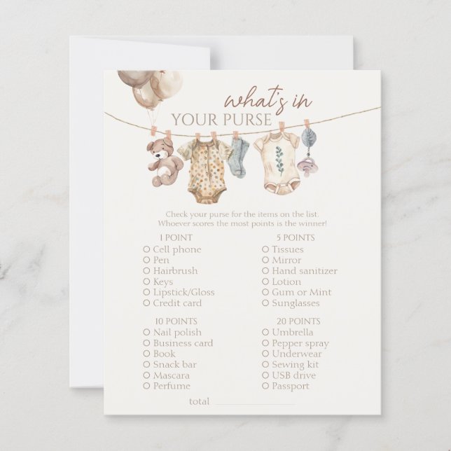 Lámina Ropa de bebé neutra Boho ¿Qué hay en tu juego de b (Anverso)