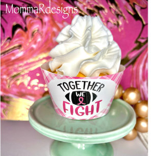 Lámina Ropa de cupcakes para cáncer de mama, línea de cup