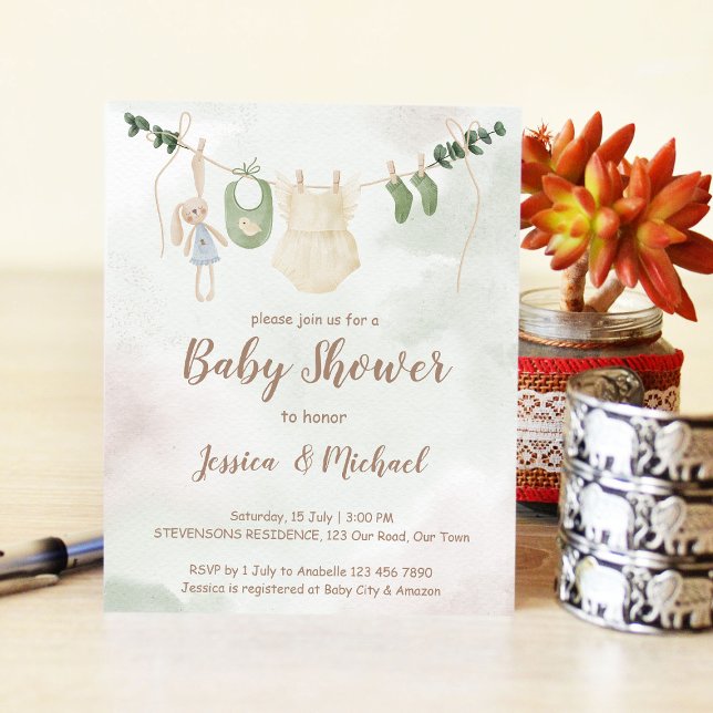 Lámina Ropa de presupuesto en línea boho baby ducha invit (Subido por el creador)