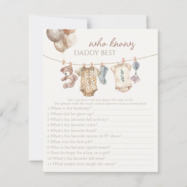 Lámina Ropa Neutral Boho para bebés que conoce el juego d (Anverso)