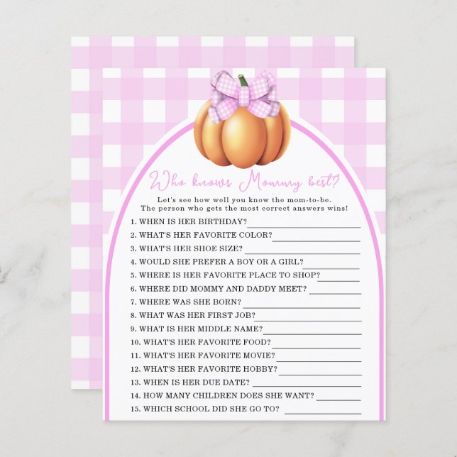 Lámina Ropa rosa de calabaza - Quién conoce mejor a mamá (Anverso / Reverso)