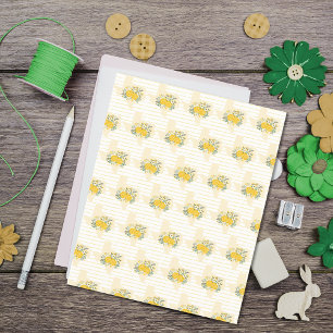 Lámina Rosa Amarilla del Papel de Gingham de Texas