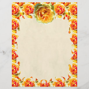 Lámina Rosa Amarilla Flor de Llama Letra