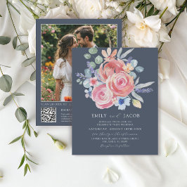 Lámina Rosa azul oscuro presupuesto Boda de acuarela flor