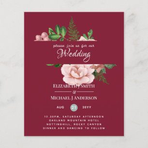 Lámina Rosa Boda Botánica de Oro de Boda Floral Invitacio